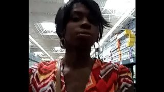 Tristina Millz walking in walmart